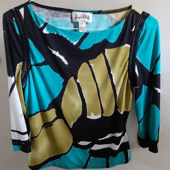 Joseph Ribkoff Blouse Black/Blue/Green/Cream Size8 - Picture 1 of 4